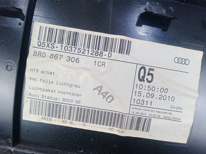 Recambio de guarnecido puerta trasera derecha para audi q5 (8rb) 2.0 tdi quattro referencia OEM IAM 8R0867306  