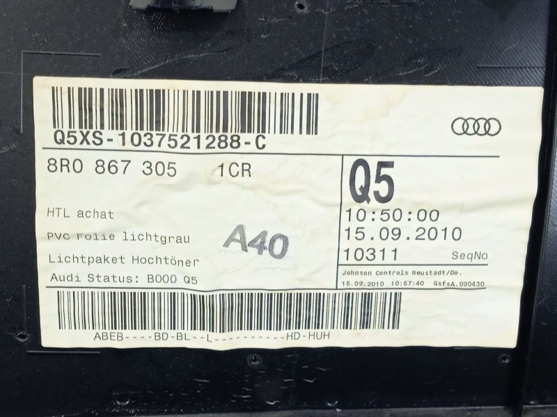 Recambio de guarnecido puerta trasera izquierda para audi q5 (8rb) 2.0 tdi quattro referencia OEM IAM 8R0867305  