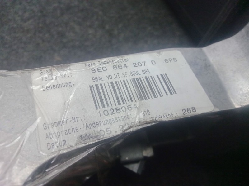 Recambio de apoyabrazos central para seat exeo (3r2) 2.0 tdi referencia OEM IAM 8E0864207D  