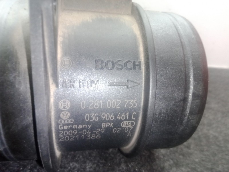 Recambio de caudalimetro para seat exeo (3r2) 2.0 tdi referencia OEM IAM 0281002735 - 03G906461C - 20211386A 5 PINES BOSCH