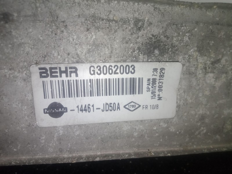 Recambio de intercooler para nissan qashqai i (j10, nj10) 2.0 dci referencia OEM IAM 14461JD50A - G3062003  BEHR