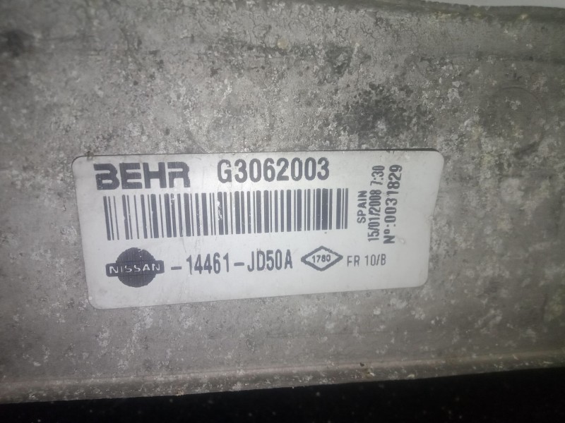 Recambio de intercooler para nissan qashqai i (j10, nj10) 2.0 dci referencia OEM IAM 14461JD50A - G3062003  BEHR