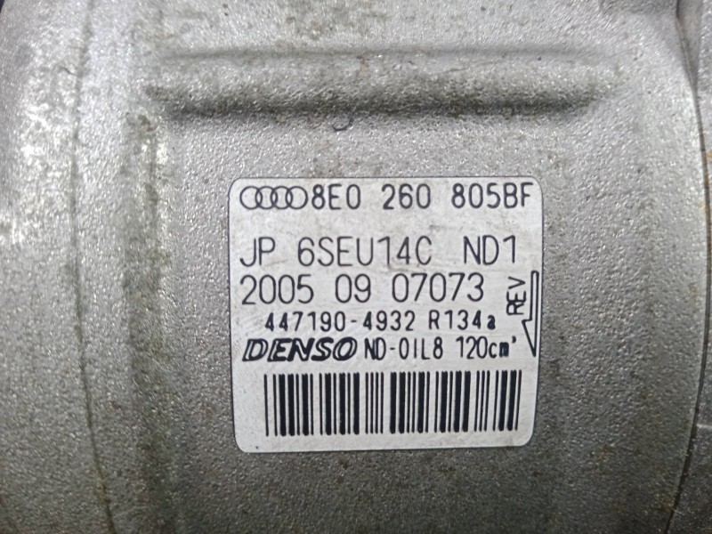 Recambio de compresor aire acondicionado para audi a4 b7 (8ec) 2.0 referencia OEM IAM 8E0260805BF - JP6SEU14CND1  