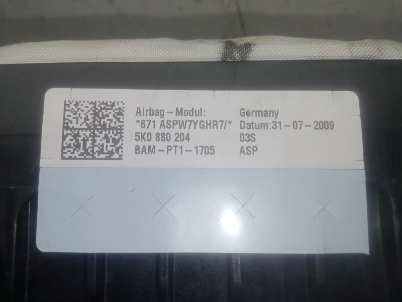 Recambio de airbag delantero derecho para volkswagen golf vi (5k1) 1.6 tdi referencia OEM IAM 5K0880204  
