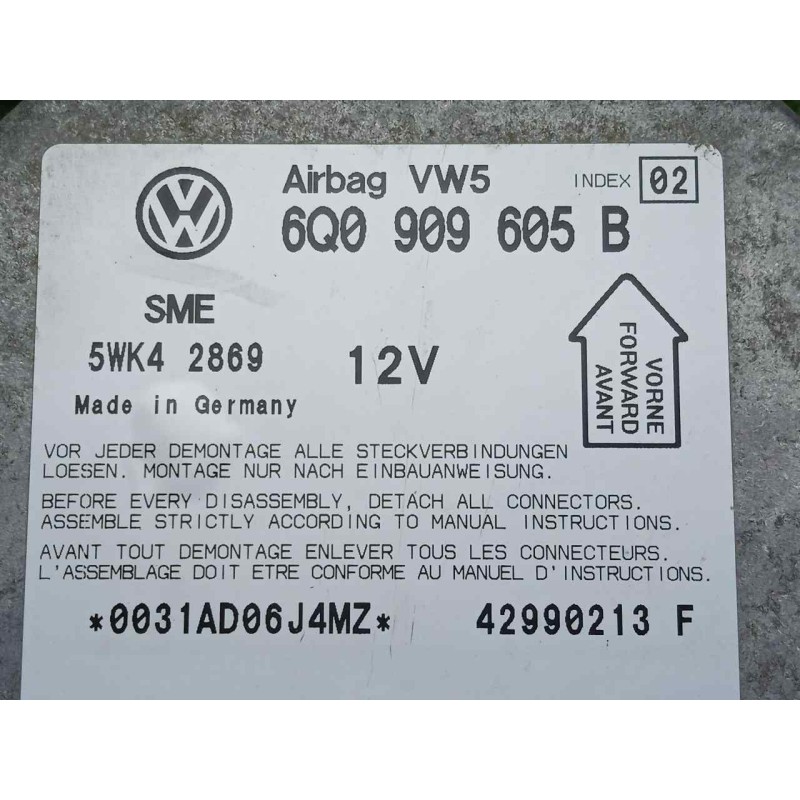Recambio de centralita airbag para volkswagen passat variant (3b5) 1.8 referencia OEM IAM 5WK42869-6Q0909605B SIEMENS 