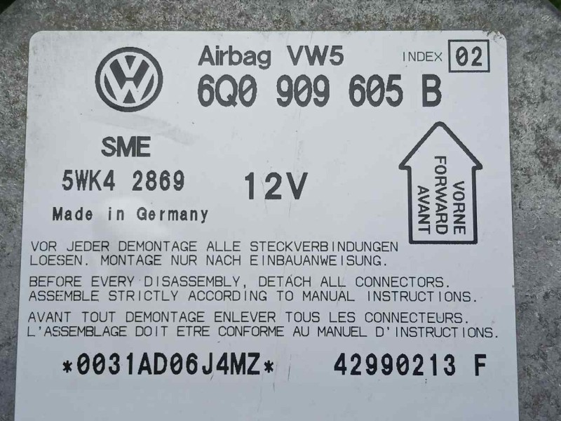 Recambio de centralita airbag para volkswagen passat variant (3b5) 1.8 referencia OEM IAM 5WK42869-6Q0909605B SIEMENS 