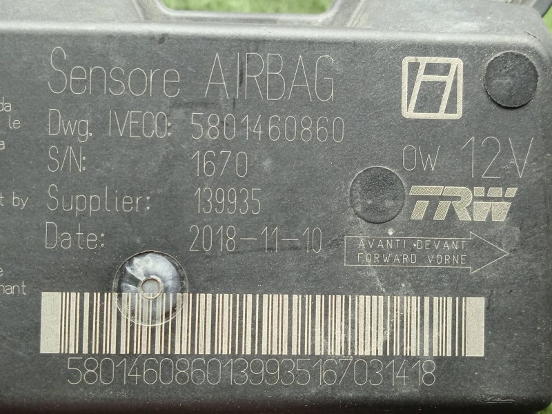 Recambio de centralita airbag para iveco daily vi furgoneta 33s14, 35s14, 35c14 referencia OEM IAM 5801460860 - 139935  TRW