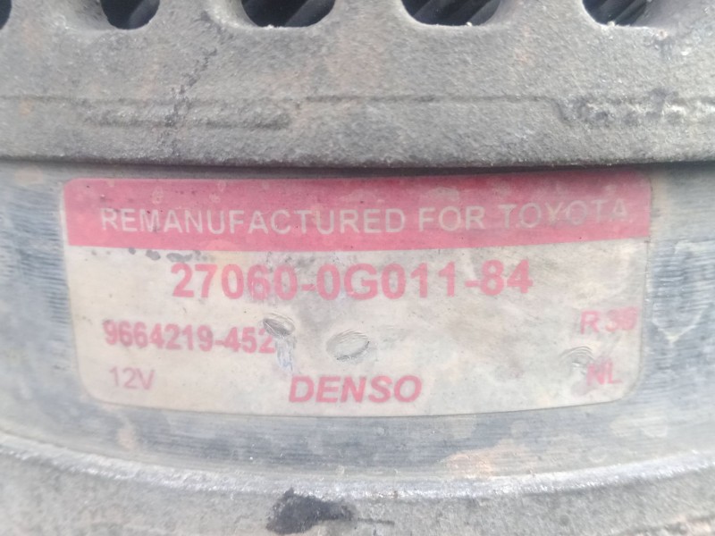 Recambio de alternador para toyota avensis (_t25_) 2.0 d-4d (adt250_) referencia OEM IAM 270600G01184 - 9664219452 100AH - POLEA