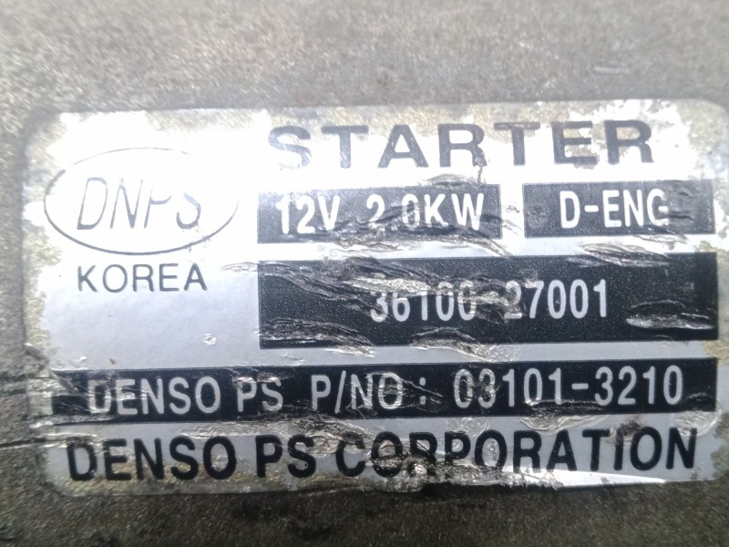 Recambio de motor arranque para hyundai santa fé i (sm) 2.0 crdi 4x4 referencia OEM IAM 031013210 - 3610027001 9.DIENTES DENSO