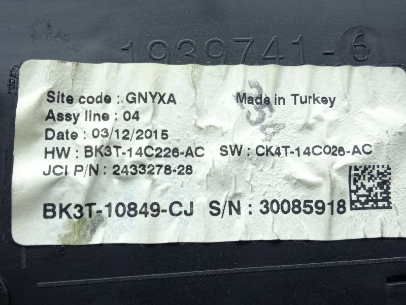 Recambio de cuadro instrumentos para ford transit custom v362 autobús (f3) 2.2 tdci referencia OEM IAM BK3T10849CJ 1.CONECTOR 
