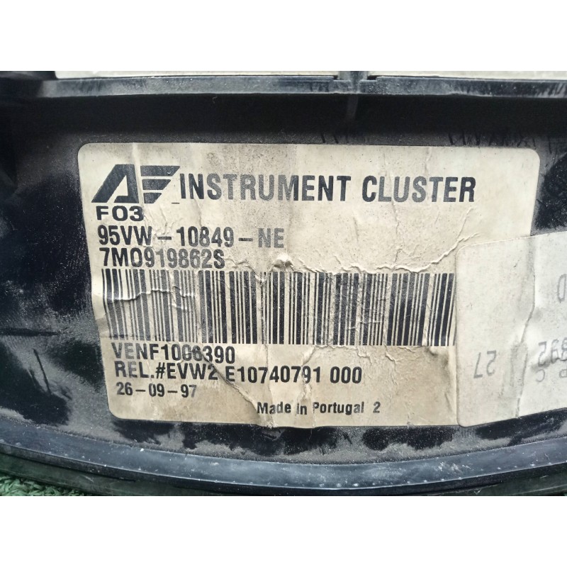 Recambio de cuadro instrumentos para volkswagen sharan (7m8) 1.9 tdi referencia OEM IAM 95VW10849NE-7M0919862S  