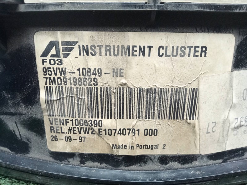 Recambio de cuadro instrumentos para volkswagen sharan (7m8) 1.9 tdi referencia OEM IAM 95VW10849NE-7M0919862S  