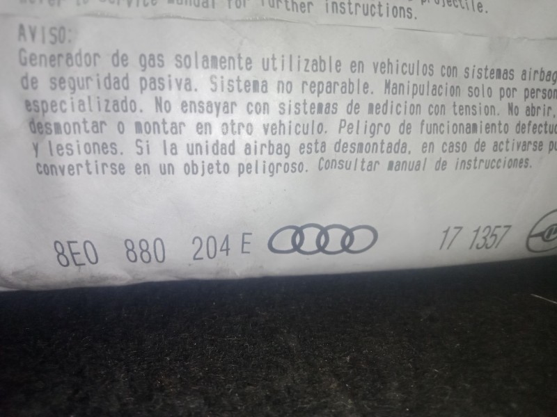 Recambio de airbag delantero derecho para audi a4 b6 descapotable (8h7) 2.5 tdi referencia OEM IAM 8E0880204E  