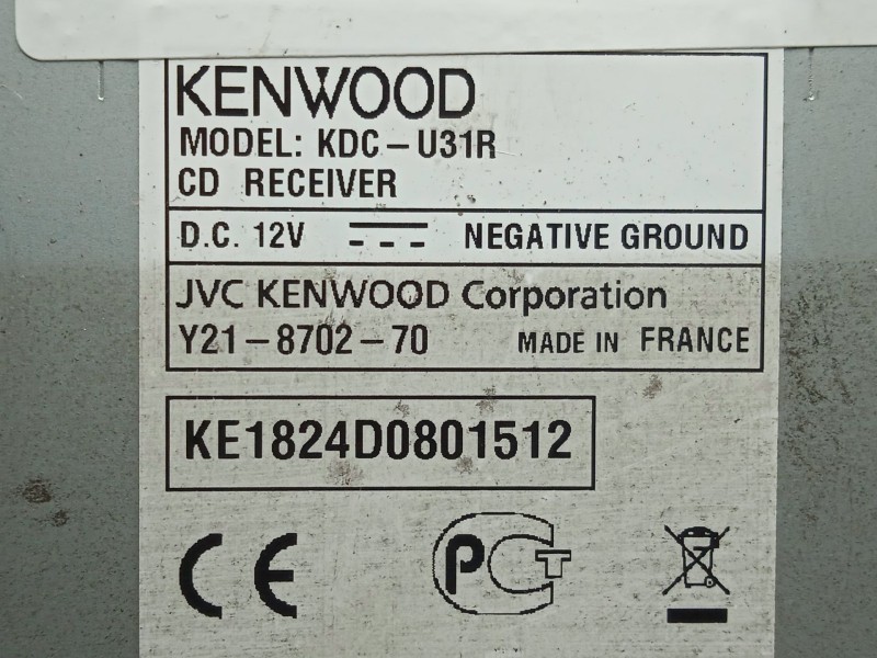 Recambio de sistema audio / radio cd para iveco daily iv caja/chasis 65c18 referencia OEM IAM KDCU31R - KE1824D0801512  KENWOOD