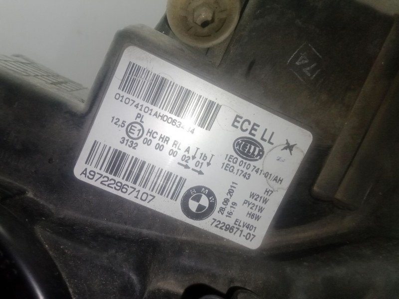 Recambio de faro izquierdo para bmw 1 (f20) 116 d referencia OEM IAM 722967107 - 1EG01074101AH HELLA 