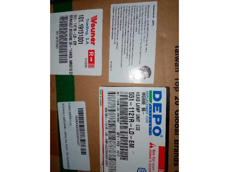 Recambio de faro derecho para renault megane i berlina hatchback (ba0) referencia OEM IAM 11805522 A0. - SIN USAR