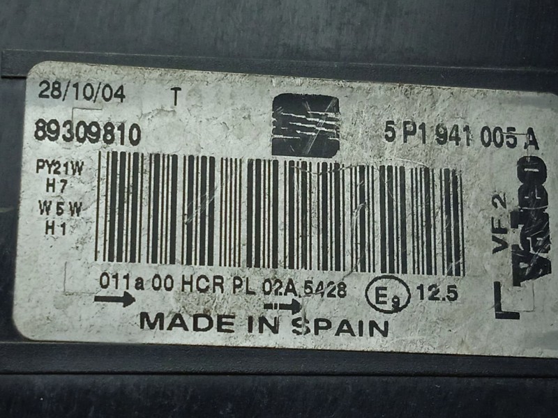 Recambio de faro izquierdo para seat altea (5p1) 2.0 tdi 16v referencia OEM IAM 5P1941005A - 89309810  VALEO