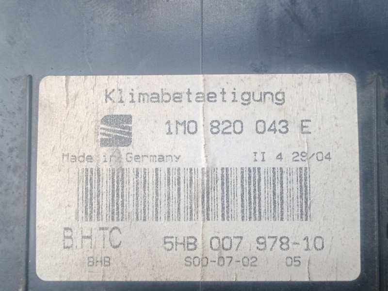 Recambio de mando climatizador para seat leon (1m1) 1.9 tdi referencia OEM IAM 1M0820043E - 5HB00797810  