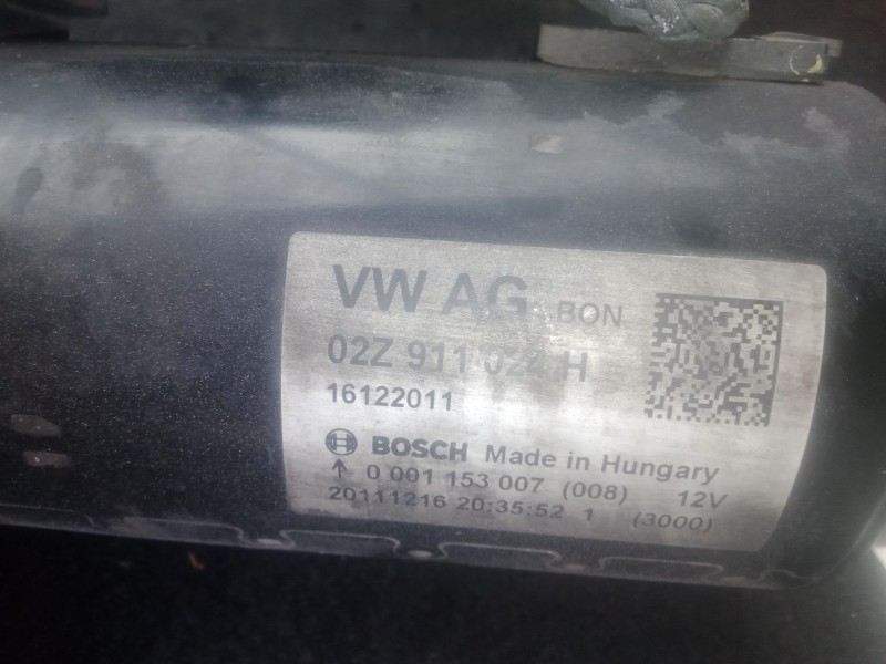 Recambio de motor arranque para volkswagen golf vi (5k1) 1.6 tdi referencia OEM IAM 02Z911024H - 0001153007 BOSCH 