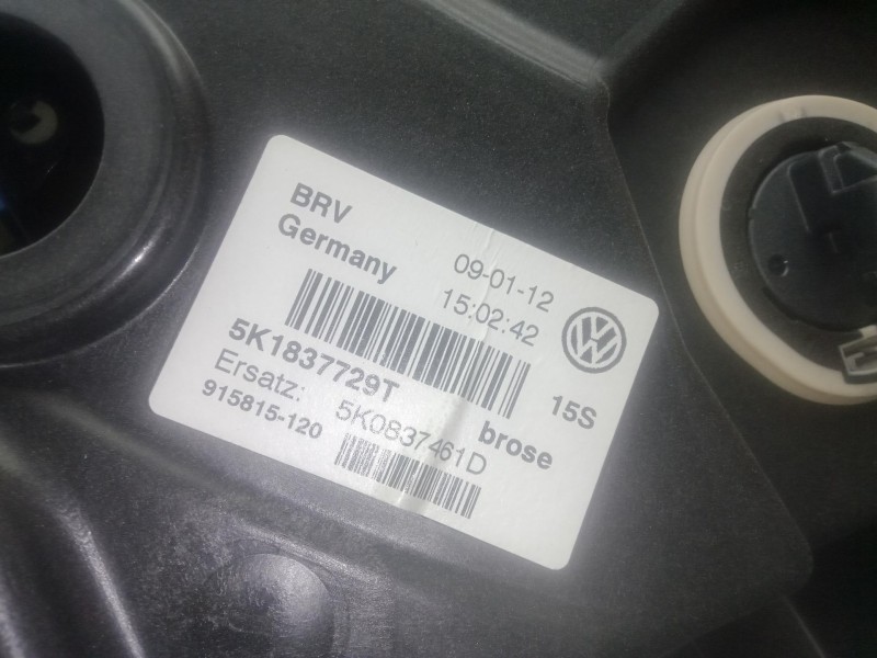 Recambio de elevalunas delantero izquierdo para volkswagen golf vi (5k1) 1.6 tdi referencia OEM IAM 5K1837729T - 5K0837461D - 91