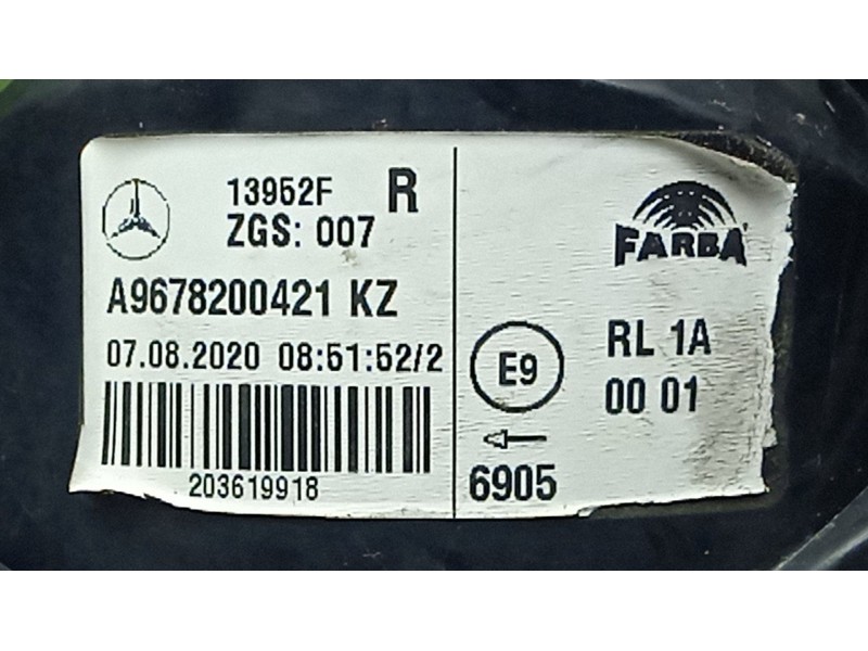 Recambio de piloto delantero derecho para mercedes-benz atego 1321 ls 4x2 referencia OEM IAM A9678200421 4.PINES FARBA