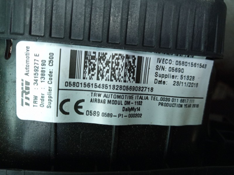 Recambio de airbag delantero izquierdo para iveco daily vi furgoneta 33s14, 35s14, 35c14 referencia OEM IAM   