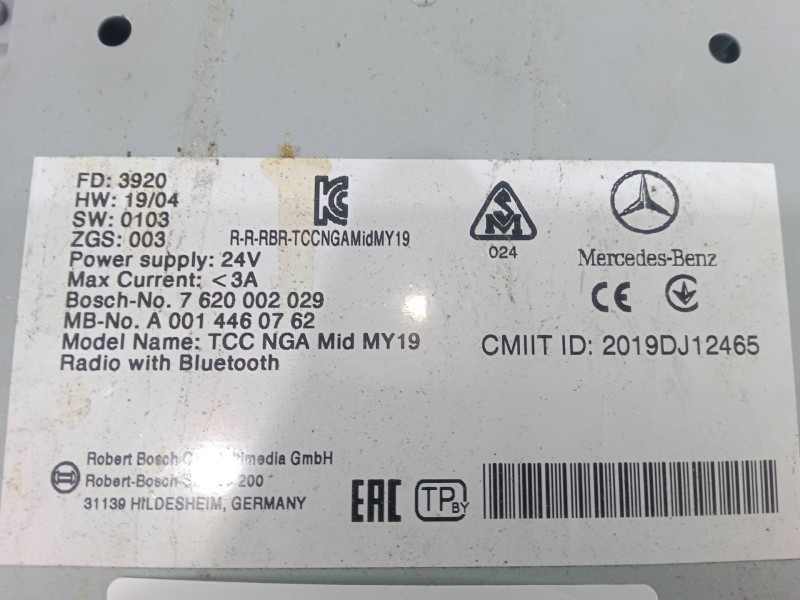 Recambio de sistema audio / radio cd para mercedes-benz atego 1321 ls 4x2 referencia OEM IAM A0014460762 - 7620002029  BOSCH