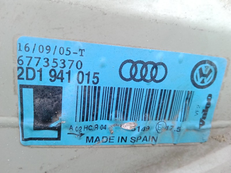 Recambio de faro izquierdo para volkswagen lt caja abierta (mod. 1997) 2.8 tdi referencia OEM IAM 2D1941015  VALEO