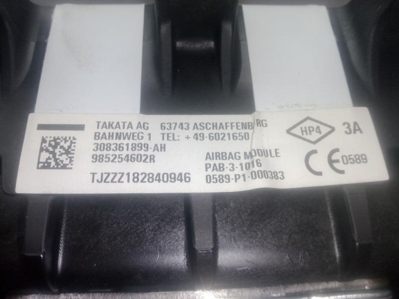 Recambio de airbag delantero derecho para renault scénic iv (j9_) 1.3 tce 140 referencia OEM IAM 985254602R - 309361899AH  