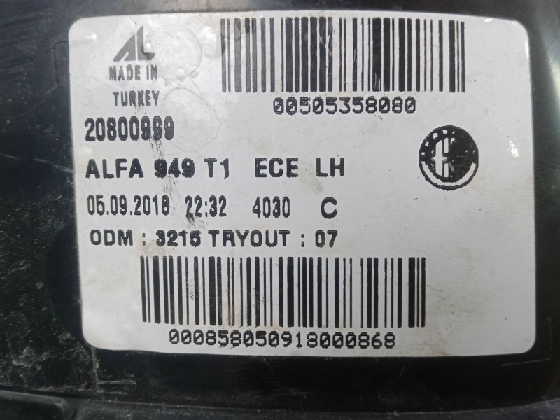 Recambio de piloto trasero izquierdo interior para alfa romeo stelvio (949_) 2.0 q4 (949.axf2a) referencia OEM IAM 20800999 6.PI