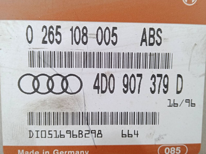 Recambio de centralita abs para audi a6 c4 (4a2) 2.5 tdi referencia OEM IAM 0265108005 - 4D0907379D  BOSCH
