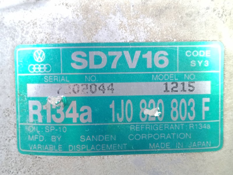 Recambio de compresor aire acondicionado para volkswagen golf iv (1j1) 1.9 tdi referencia OEM IAM 1J0820803F 6.CANALES - Ø119MM 