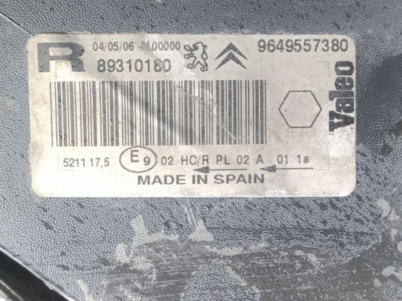 Recambio de faro derecho para citroën xsara picasso (n68) 1.6 hdi referencia OEM IAM 89310180 - 9646557380  VALEO