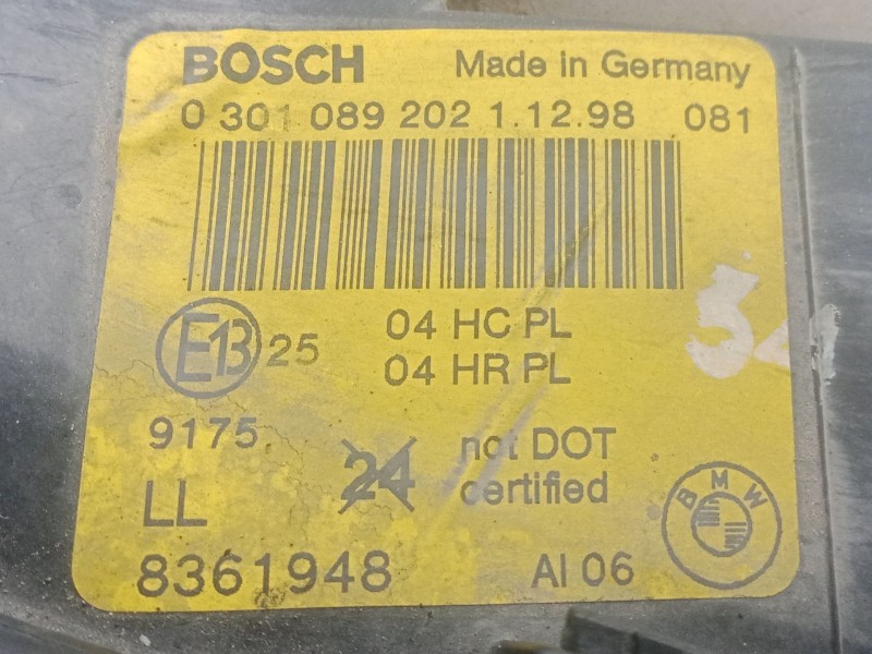 Recambio de faro derecho para bmw 3 (e46) 318 i referencia OEM IAM 0301089202 98-01 HALOGENO