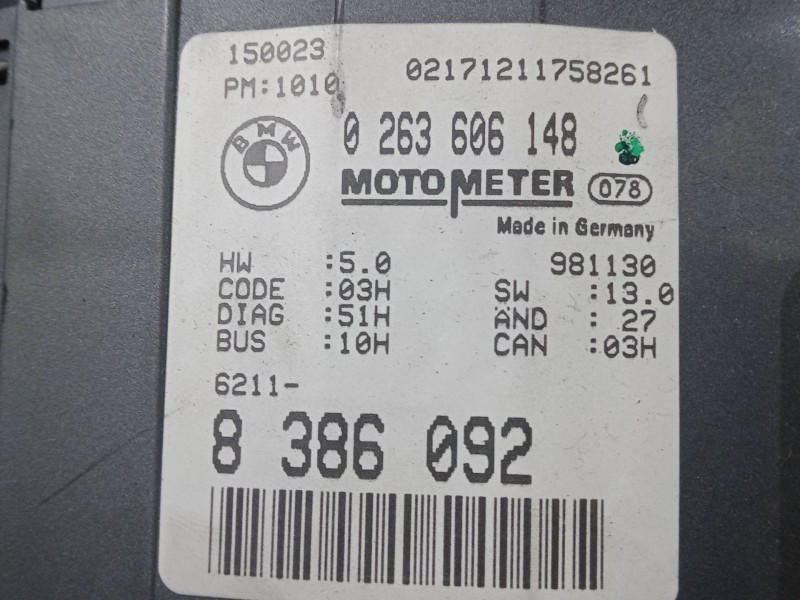 Recambio de cuadro instrumentos para bmw 3 (e46) 318 i referencia OEM IAM 8386092 - 0263606148 2.CONECTORES 