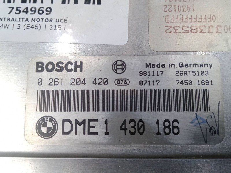 Recambio de centralita motor uce para bmw 3 (e46) 318 i referencia OEM IAM 0261204420 - DME1430186  BOSCH