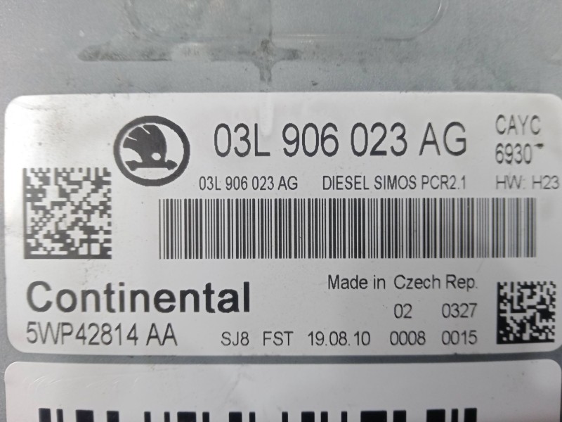 Recambio de centralita motor uce para skoda octavia ii (1z3) 1.6 tdi referencia OEM IAM 03L906023AG - 5WP42814AA SIMOS PCR2.1 CO