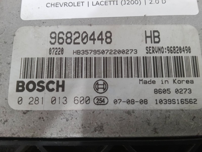 Recambio de centralita motor uce para chevrolet lacetti (j200) 2.0 d referencia OEM IAM 96820448 - 0281013600  BOSCH