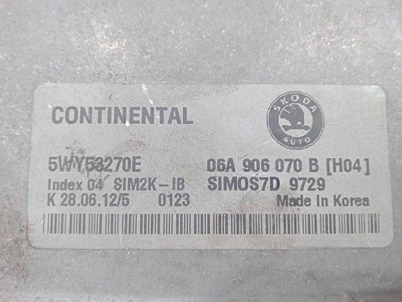 Recambio de centralita motor uce para skoda octavia ii (1z3) 1.6 lpg referencia OEM IAM 5WY53270E - 06A906070B SIMOS7D9729 