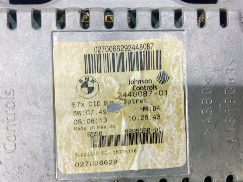 Recambio de pantalla multifuncion para bmw x6 (e71, e72) xdrive 30 d referencia OEM IAM 244808701 2.CONECTORES JHONSON.CONTROLS