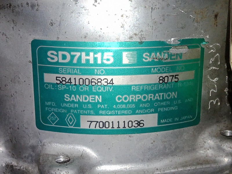 Recambio de compresor aire acondicionado para renault laguna (b56) 1.6 referencia OEM IAM 8075-7700111036 SANDEN SD7H15