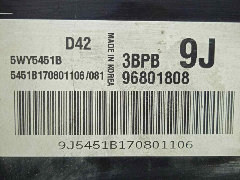 Recambio de centralita motor uce para chevrolet matiz 1.0 cat referencia OEM IAM 5WY5451B-96801808  