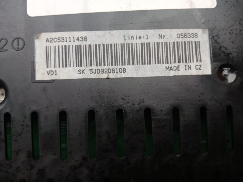Recambio de cuadro instrumentos para skoda fabia ii (542) 1.4 referencia OEM IAM A2C53111438 - 056338 - 5J0920810B - SKZ7Z0G4434