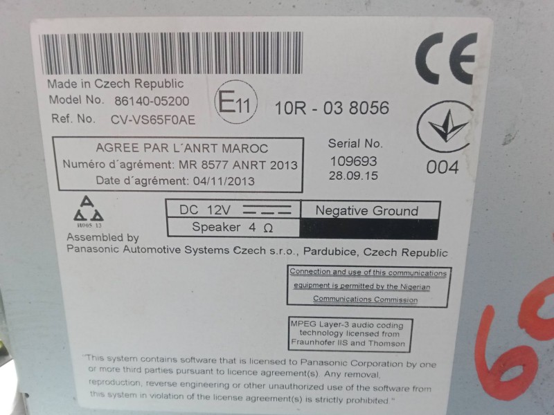 Recambio de pantalla multifuncion para toyota avensis sedán (_t27_) 1.8 (zrt271_) referencia OEM IAM 8614005200 - CVVS65F0AE  