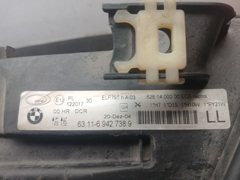 Recambio de faro derecho para bmw 3 (e90) 320 d referencia OEM IAM 631169427389 - 6261400000 ZKW 11 PINES - XENON