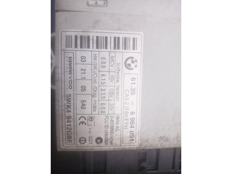 Recambio de modulo electronico para bmw 3 (e90) 320 d referencia OEM IAM 6964051 - 5WK49412GBF SIEMENS 2 CONECTORES