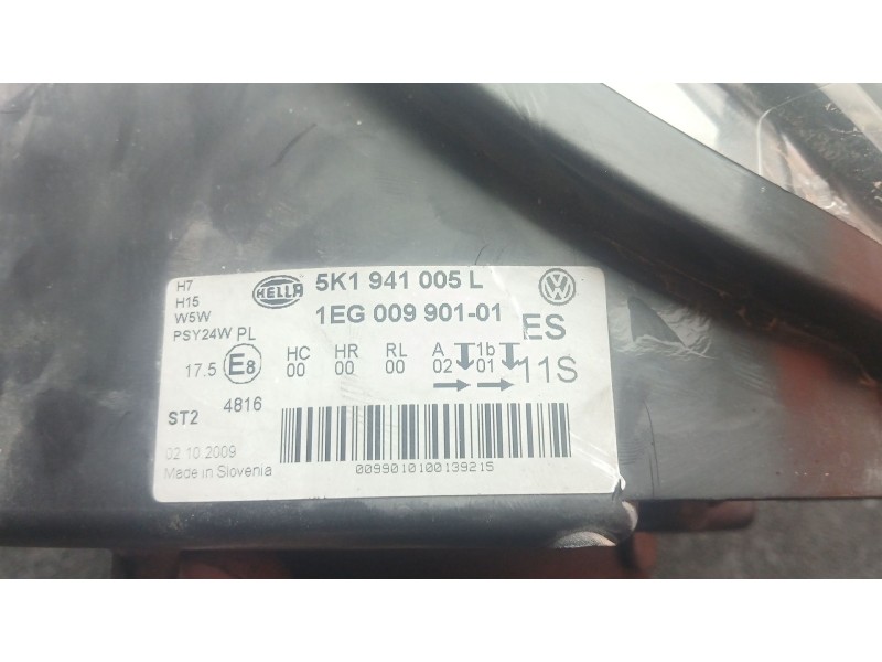 Recambio de faro izquierdo para volkswagen golf vi (5k1) 1.6 tdi referencia OEM IAM 5K1941005L - 1EG00990101 HELLA 