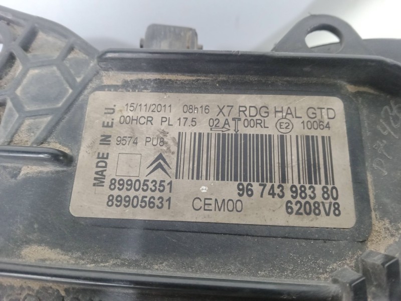 Recambio de faro izquierdo para citroën c5 iii (rd_) 2.0 hdi 140 referencia OEM IAM 9674398380 HALOGENO 