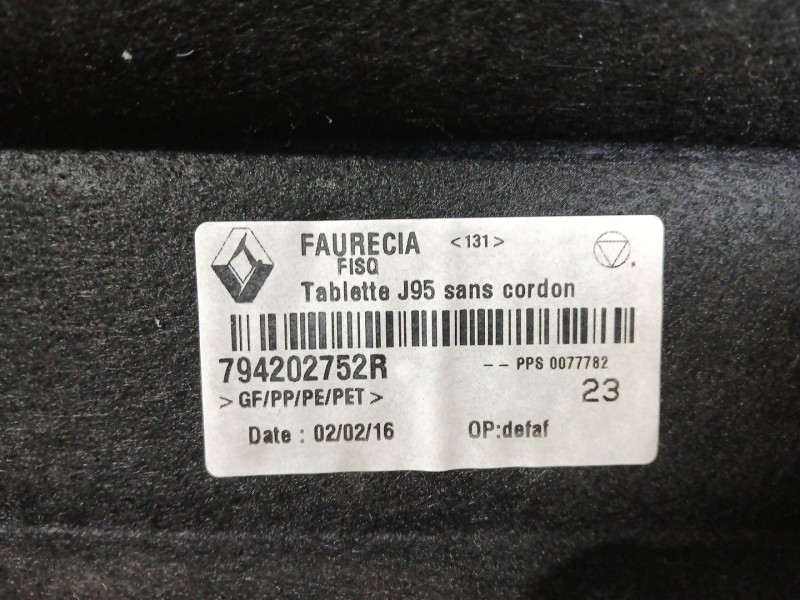 Recambio de bandeja trasera para renault scénic iii (jz0/1_) 1.2 tce referencia OEM IAM 794202752R  