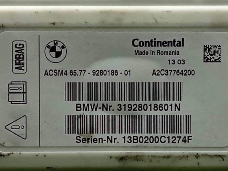 Recambio de centralita airbag para bmw 6 gran coupe (f06) 640 d referencia OEM IAM 31928018601N - 13B0200C1274F  